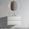 TIA 24" Wall Mount Glossy White Bathroom Vanity with Ceramic Sink with Three Faucet Holes, Large Storage Floating Bathroom Vanity for Modern Bathroom