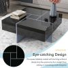 ON-TREND Unique Design Coffee Table with 4 Hidden Storage Compartments, Square Cocktail Table with Extendable Sliding Tabletop