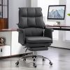 HOMCOM Executive Office Chair, PU Leather Ergonomic Office Desk Chair with Footrest, Reclining and Swivel Chair, Black