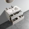 TIA 24" Wall Mount Glossy White Bathroom Vanity with Ceramic Sink with Three Faucet Holes, Large Storage Floating Bathroom Vanity for Modern Bathroom