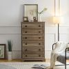 Modern 6 Drawer Dresser, Dressers for Bedroom, Tall Chest of Drawers Closet Organizers & Storage Clothes - Easy Pull Handle